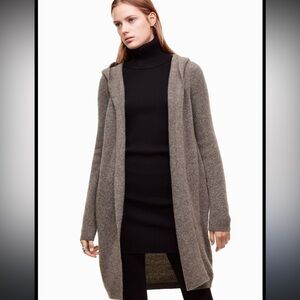 Babaton Brown Cardigan Sweater Long Open Front